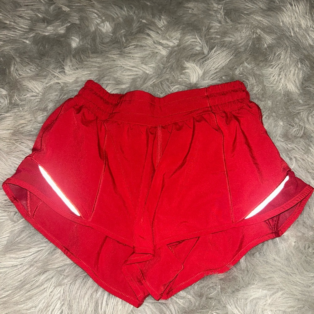 Red Lululemon hotty hot shorts